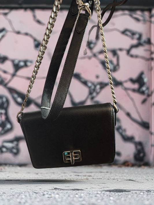 ✨ Prada Milano Black Saffiano Leather Chain Crossbody Bag - Sophisticated Luxury