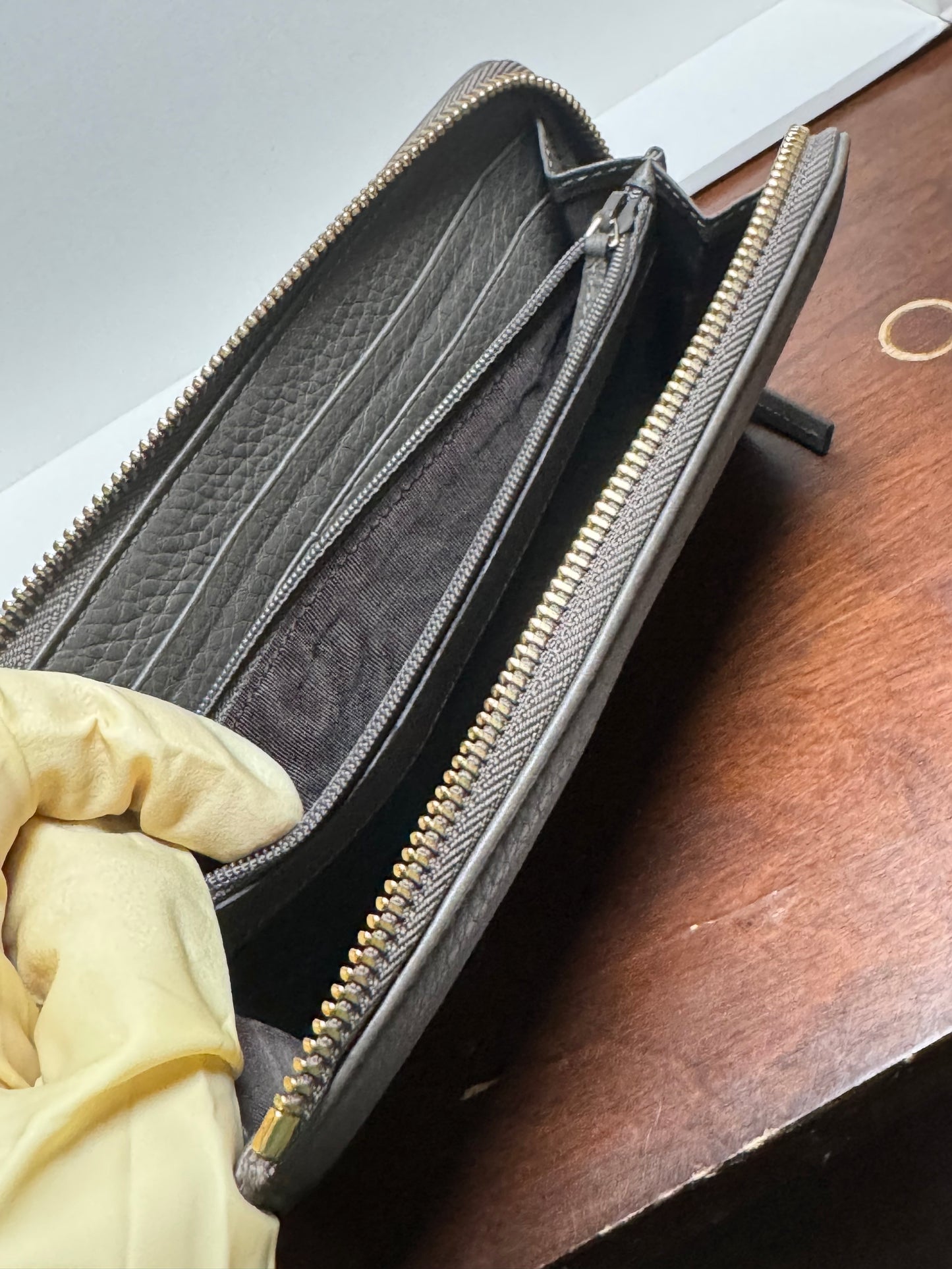 Gucci Pebbled Leather Zip Wallet