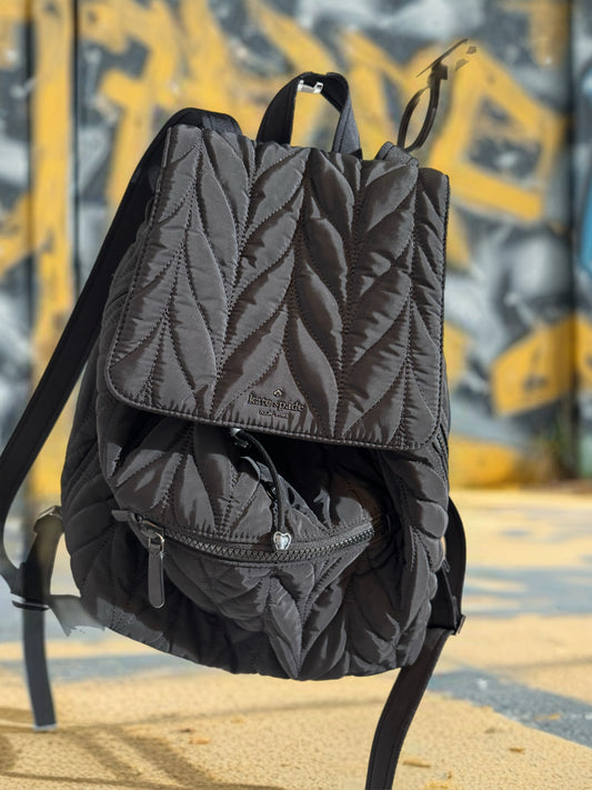 Kate Spade Quilted Drawstring Backpack – Black